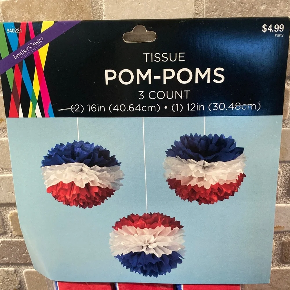 Red, White, and Blue Tissue Pom-Poms